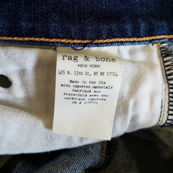 Rag & Bone Dre Low Rise Slim Boyfriend Jeans –Women’s 30 –Dark Blue–Distress Hem - Picture 10 of 16